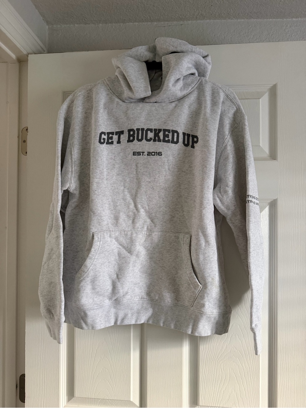 Gray "Get Bucked Up" Pullover Hoodie